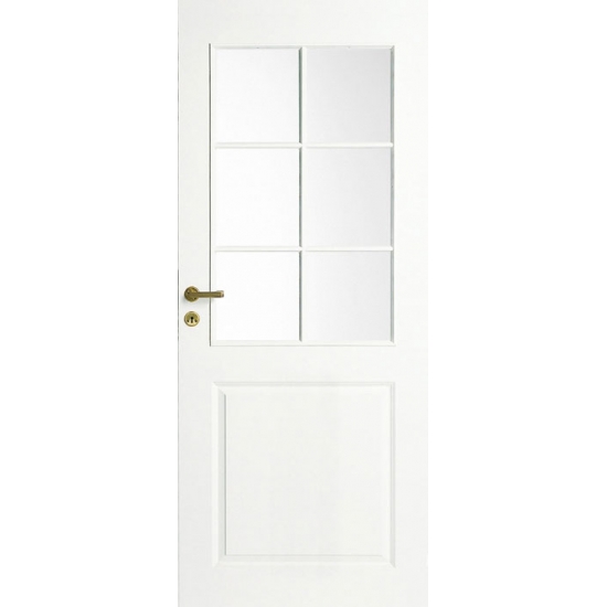 Дверь межкомнатная белая 3-х филенчатая под 6 стекол N2