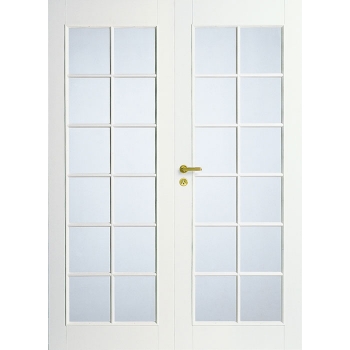 Дверь межкомнатная белая двупольная под 12+12 стекол N20P