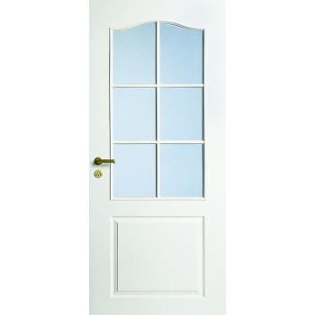 Дверь межкомнатная белая с арочной филенкой под 6 стекол N22
