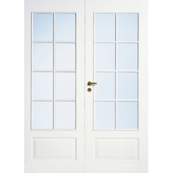 Дверь межкомнатная белая 4-хфиленчатая двупольная под 8+8 стекол N42P