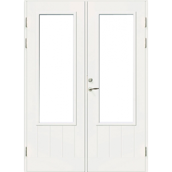Входная террасная дверь Jeld-Wen PO1894 W16 с прозрачным стеклом ,фрезерованной внешней стороной, двухстворчатая