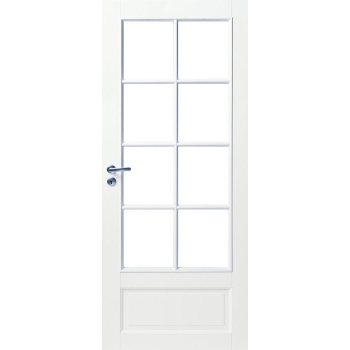 Дверь белая массивная под 8 стекол N104