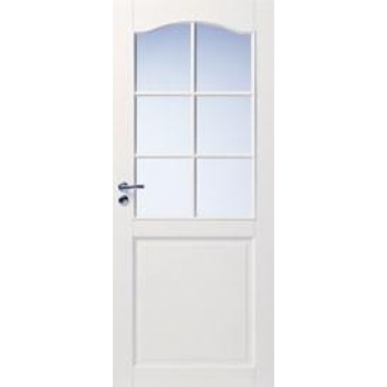 Дверь белая массивная с арочной филенкой под 6 стекол N111
