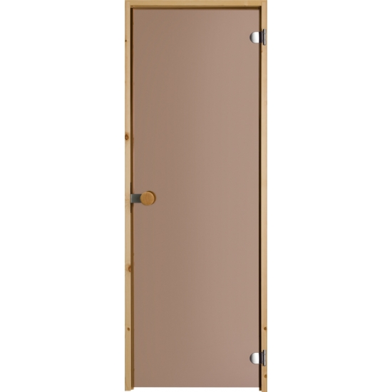 Дверь для сауны с круглой ручкой бронзовая N81
