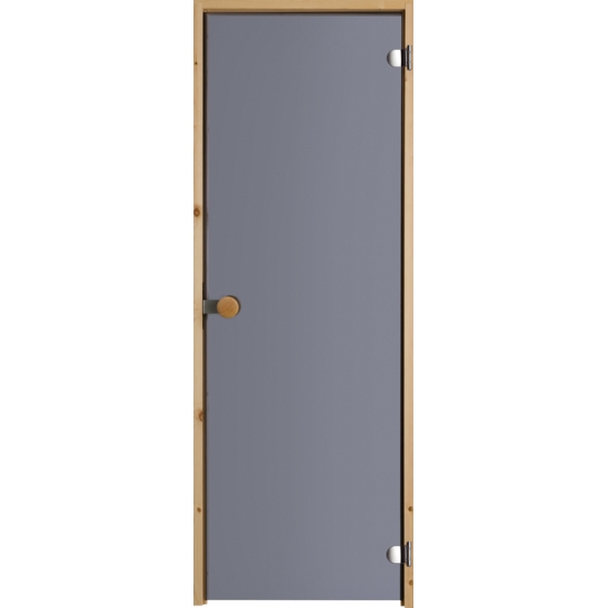 Дверь для сауны с круглой ручкой дымчато-серая N83