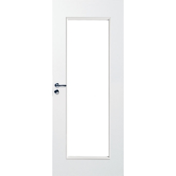 Дверь белая гладкая с прозрачным стеклом