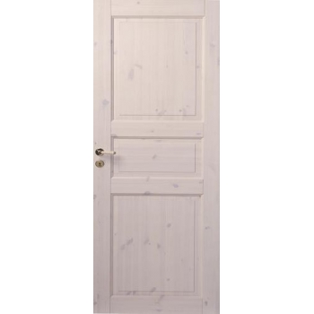 Трехфиленчатая сосновая дверь под белым лаком глухая однопольная N51