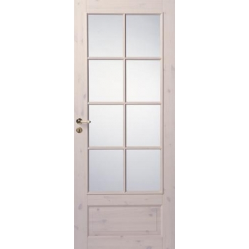 Филенчатая сосновая дверь под белым лаком под 8 стекол N55